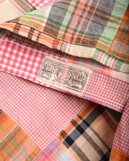 SUGAR CANE INDIA MADRAS PATCHWORK BUTTON SHIRT - PINK