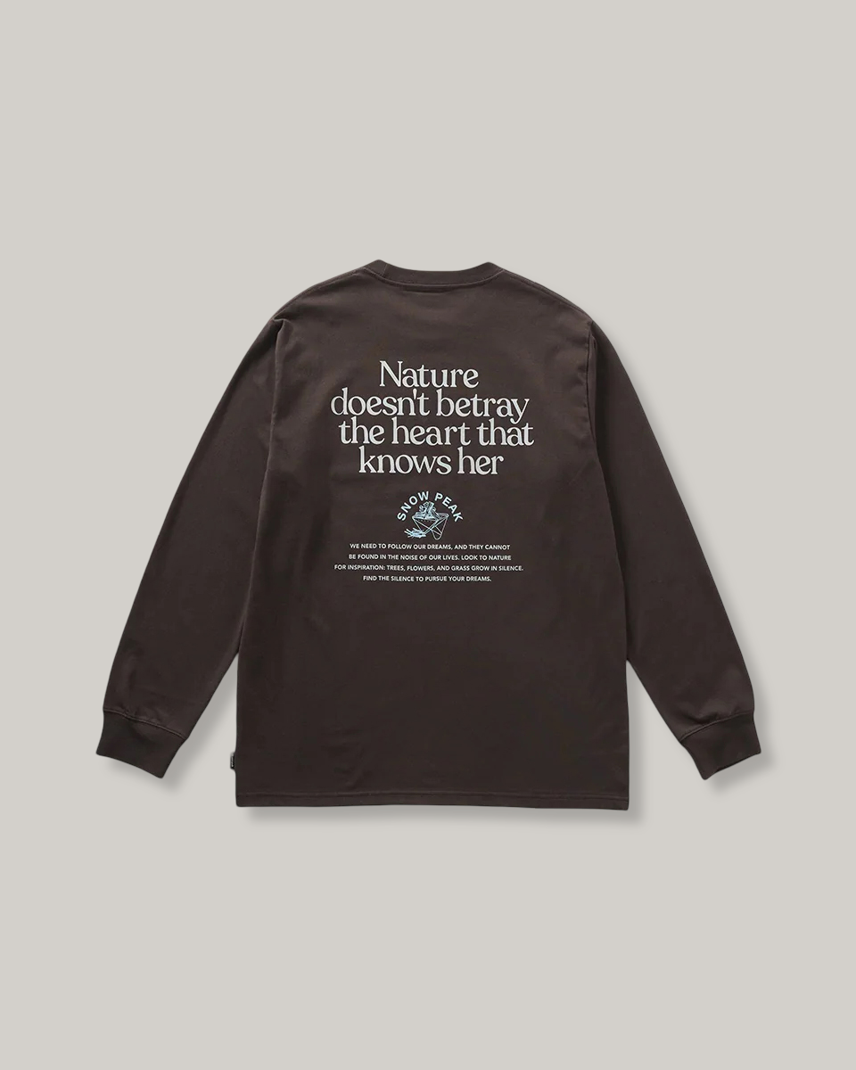 SNOW PEAK LIVING WITH NATURE L/S T-SHIRT - DARK BROWN