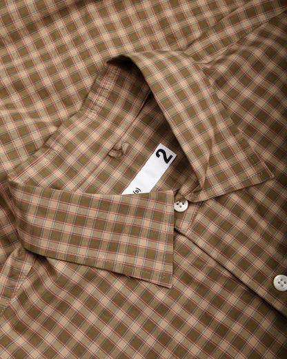 TS(S) SMALL PLAID ORGANIC COTTON BAGGY FIT SHIRT - KHAKI