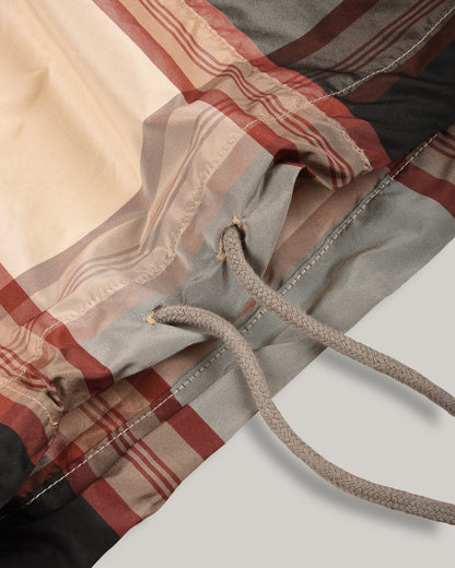 TS(S) LARGE PLAID HEM STRING PULLOVER PARKA - BEIGE