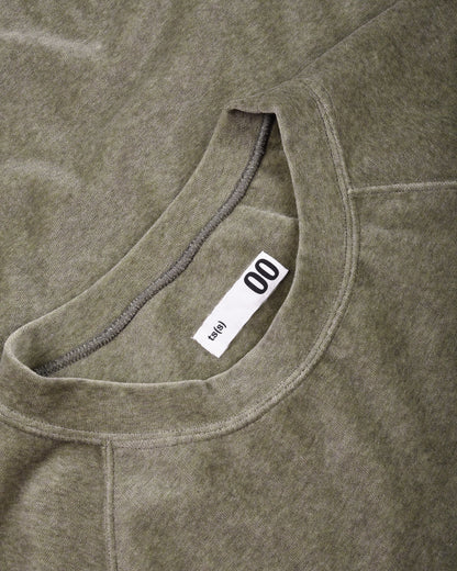 TS(S) VELOUR JERSEY/ VELVET TRIMMED CREW NECK SHIRT - OLIVE