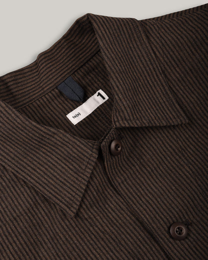 TS(S) SEERSUCKER STRIPE COVERALL JACKET - BROWN