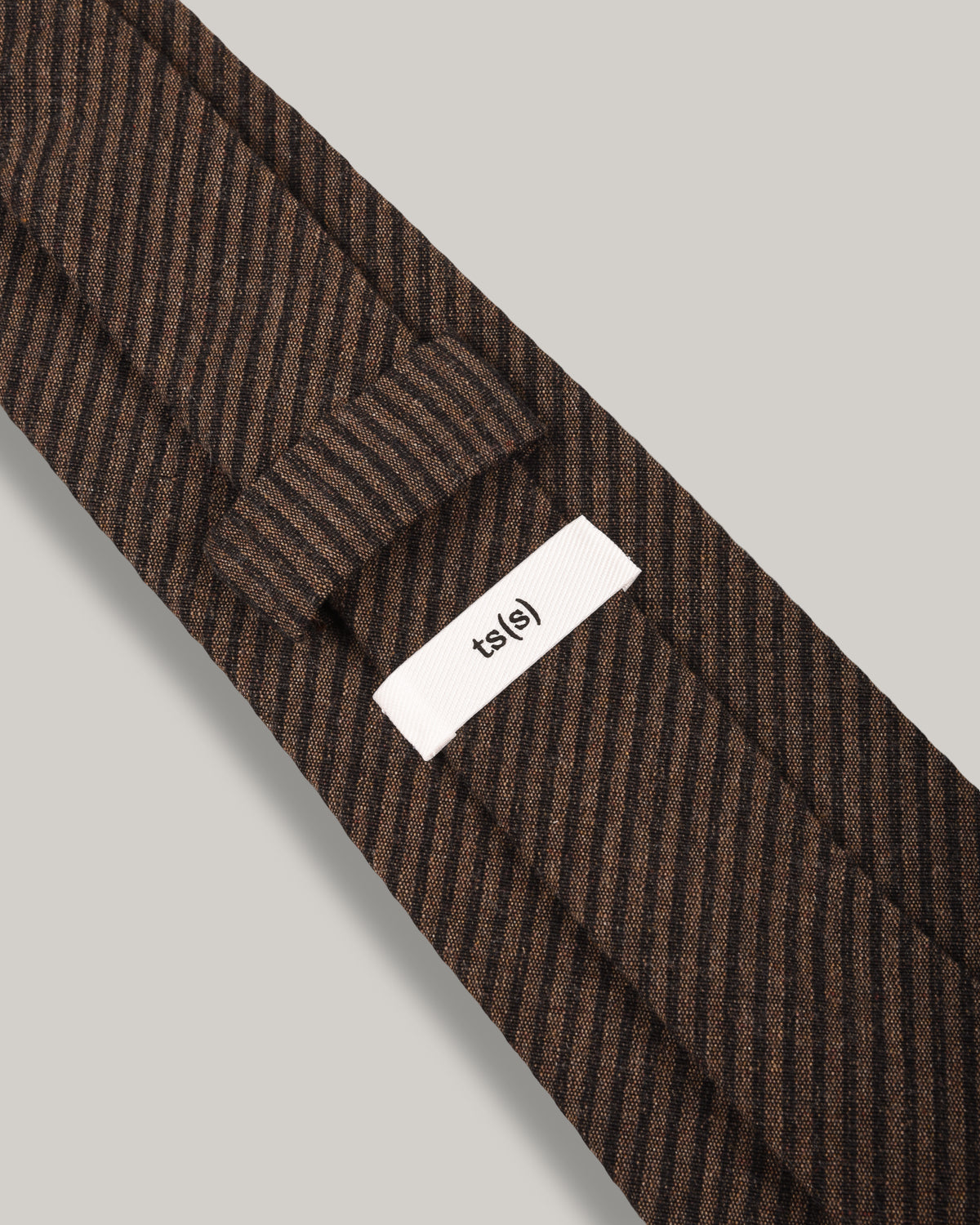 TS(S) SEERSUCKER STRIPE COTTON/ WOOL CLOTH NECK TIE - BROWN