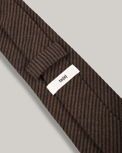 TS(S) SEERSUCKER STRIPE COTTON/ WOOL CLOTH NECK TIE - BROWN