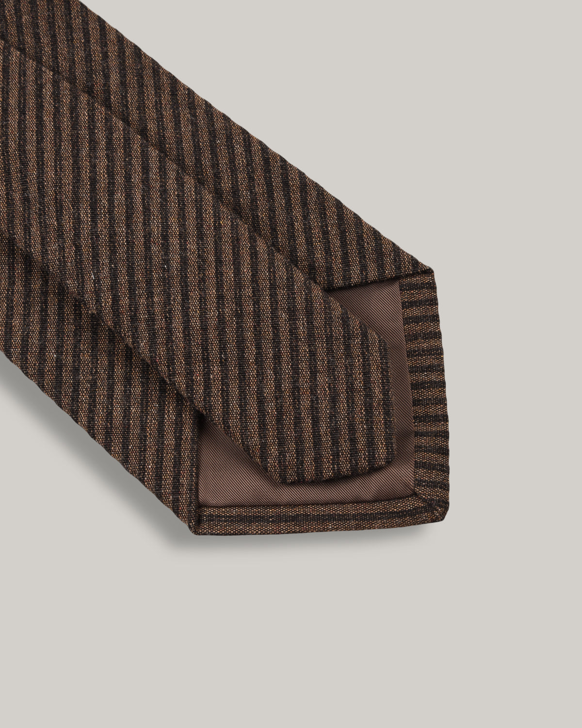 TS(S) SEERSUCKER STRIPE COTTON/ WOOL CLOTH NECK TIE - BROWN
