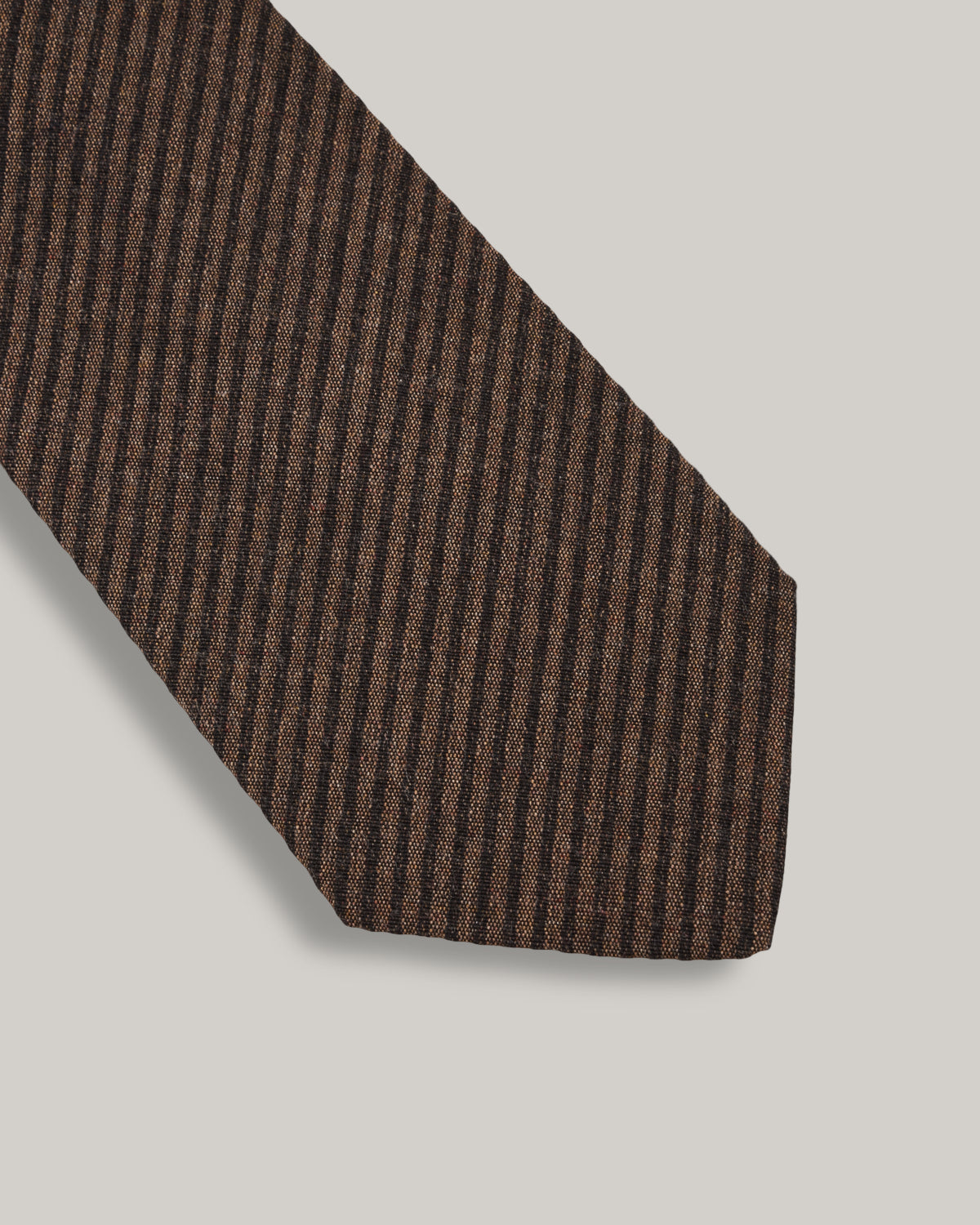 TS(S) SEERSUCKER STRIPE COTTON/ WOOL CLOTH NECK TIE - BROWN