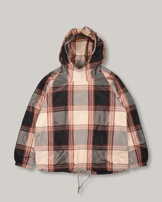 TS(S) LARGE PLAID HEM STRING PULLOVER PARKA - BEIGE