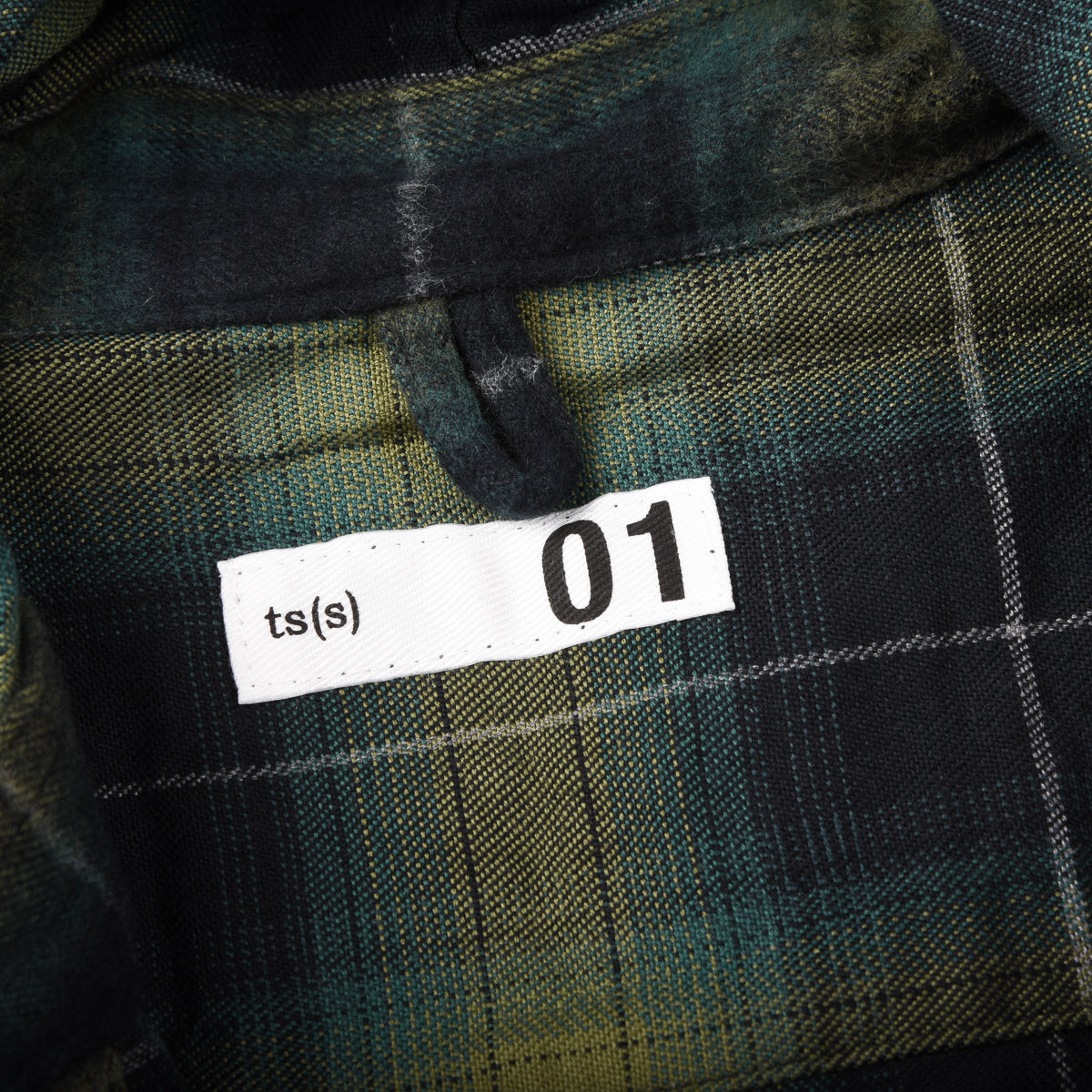 TS(S)  OMBRE PLAID FLANNEL HOODED SHIRT DRESS - NAVY/GREEN