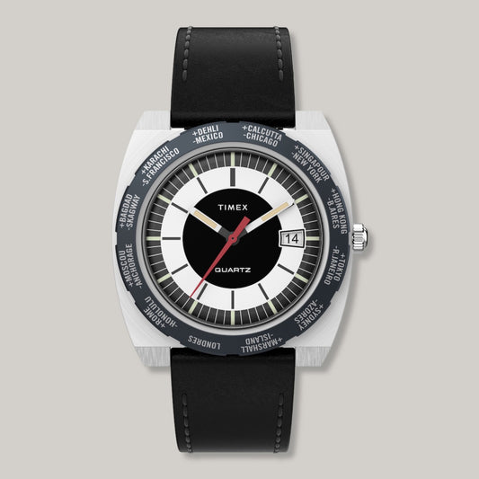 TIMEX WORLD TIME 1972 REISSUE - BLACK LEATHER