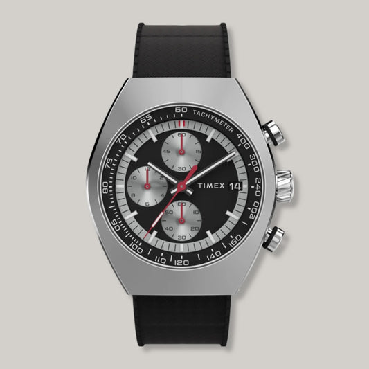 TIMEX LEGACY TONNEAU CHRONOGRAPH 42mm - BLACK RUBBER STRAP