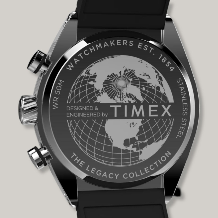 TIMEX LEGACY TONNEAU CHRONOGRAPH 42mm - BLACK RUBBER STRAP