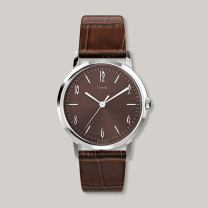 TIMEX MARLIN ® HAND-WOUND 34MM LEATHER STRAP WATCH  - BROWN