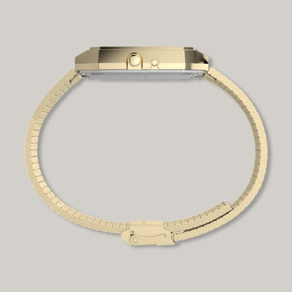 Q TIMEX® 1982  ANA-DIGI REISSUE 33MM GOLD-TONE BRACELET WATCH