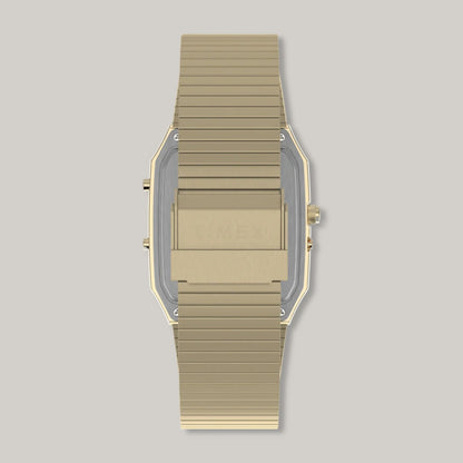 Q TIMEX® 1982  ANA-DIGI REISSUE 33MM GOLD-TONE BRACELET WATCH