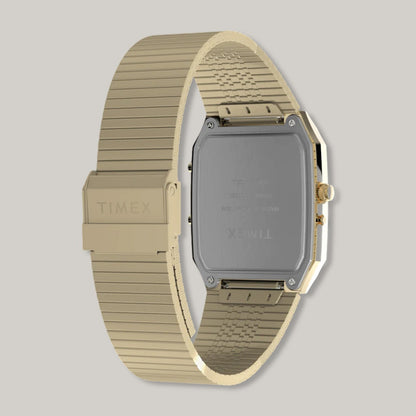 Q TIMEX® 1982  ANA-DIGI REISSUE 33MM GOLD-TONE BRACELET WATCH