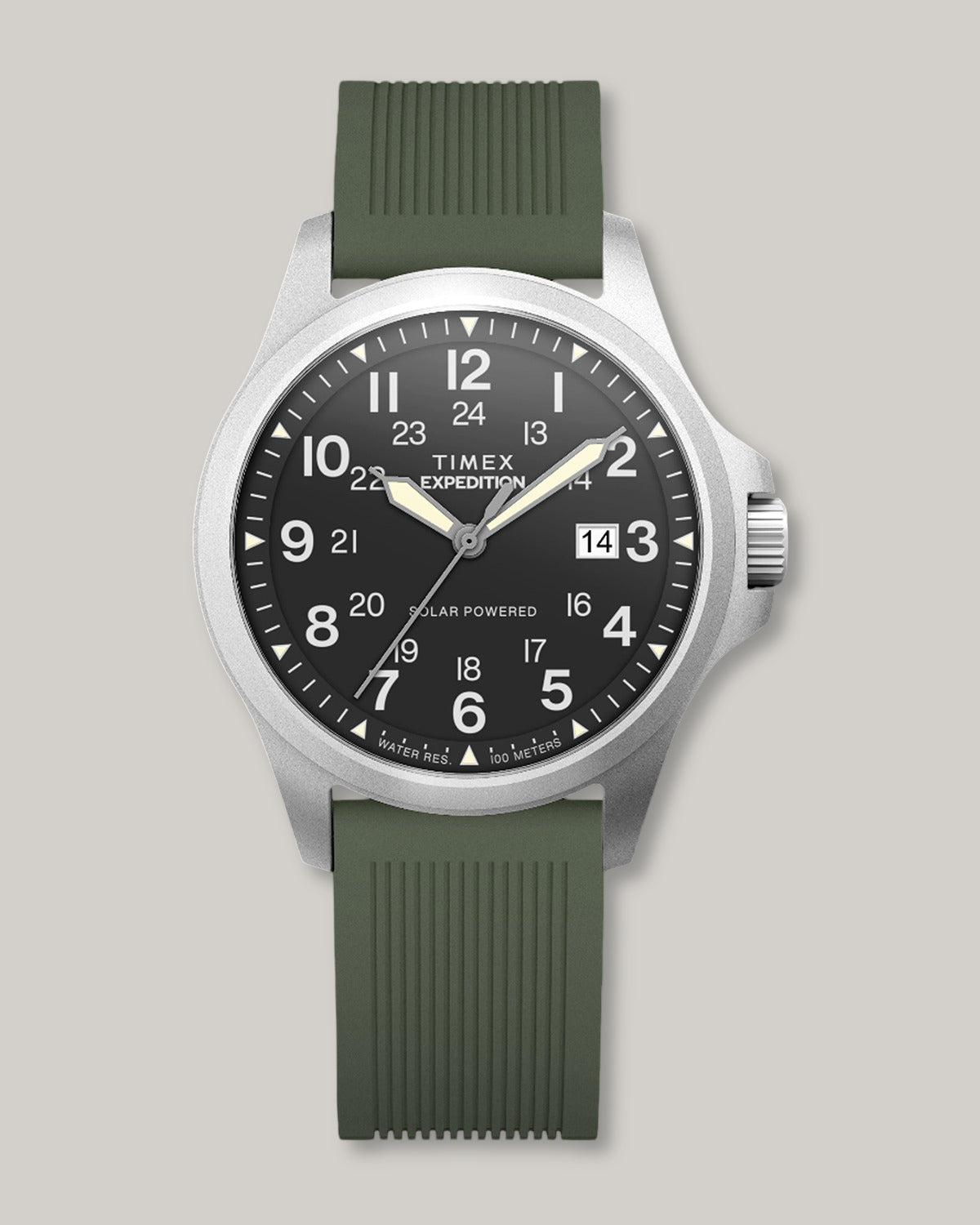 TIMEX EXPEDITION® FIELD POST SOLAR 41MM SILICONE STRAP WATCH - GREEN/ BLACK