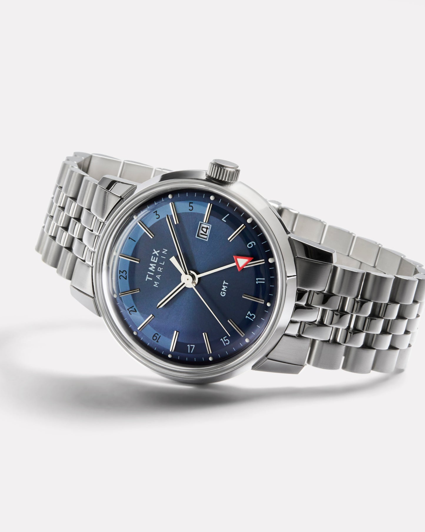 TIMEX MARLIN® QUARTZ GMT 40MM STAINLESS STEEL BRACELET WATCH - BLUE DIAL