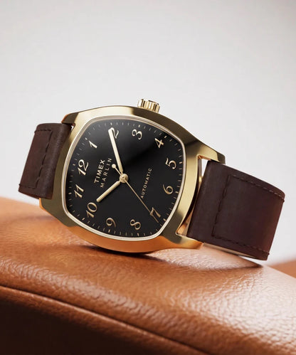 TIMEX MARLIN CHATHAM AUTOMATIC 36MM - GOLD - BROWN LEATHER STRAP