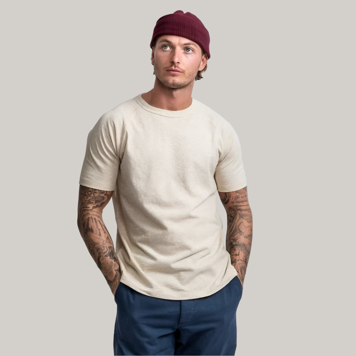 HEIMAT RAGLAN COTTON/HEMP TEE - SCHWARZ