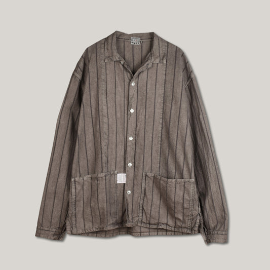 TENDER WIDE FACE SHIRT ENDLESS STRIPE COTTON CALICO - MARS BLACK DYED