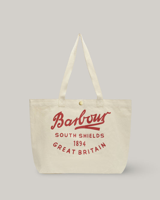 BARBOUR SCRIPT TOTE BAG - RED LOGO