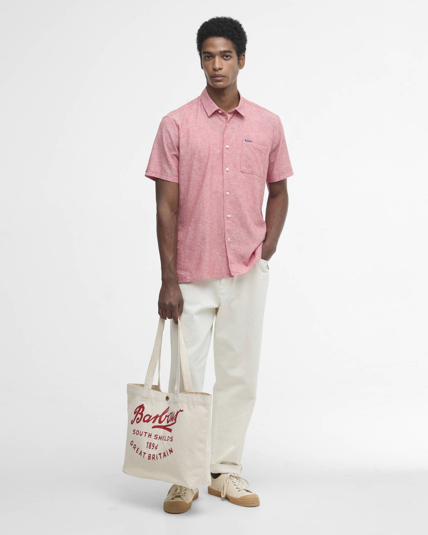 BARBOUR SCRIPT TOTE BAG - RED LOGO