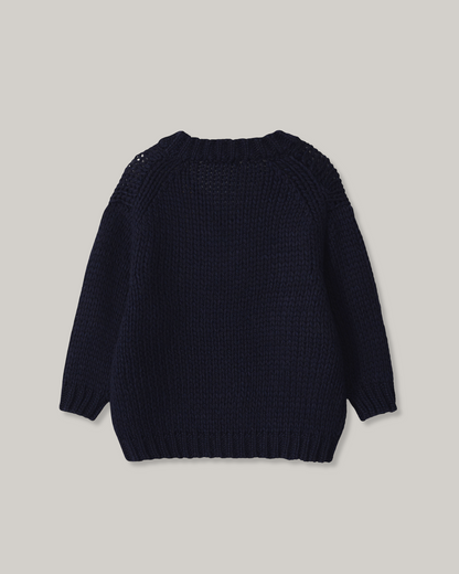 NOTHING WRITTEN WIDE V-NECK SWEATER - NAVY