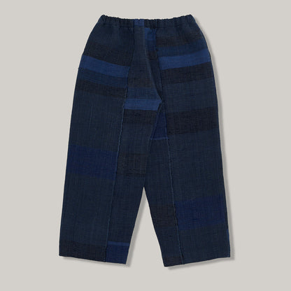 11.11 DRAW STRING HAND WOVEN PATCHWORK PANT - INDIGO