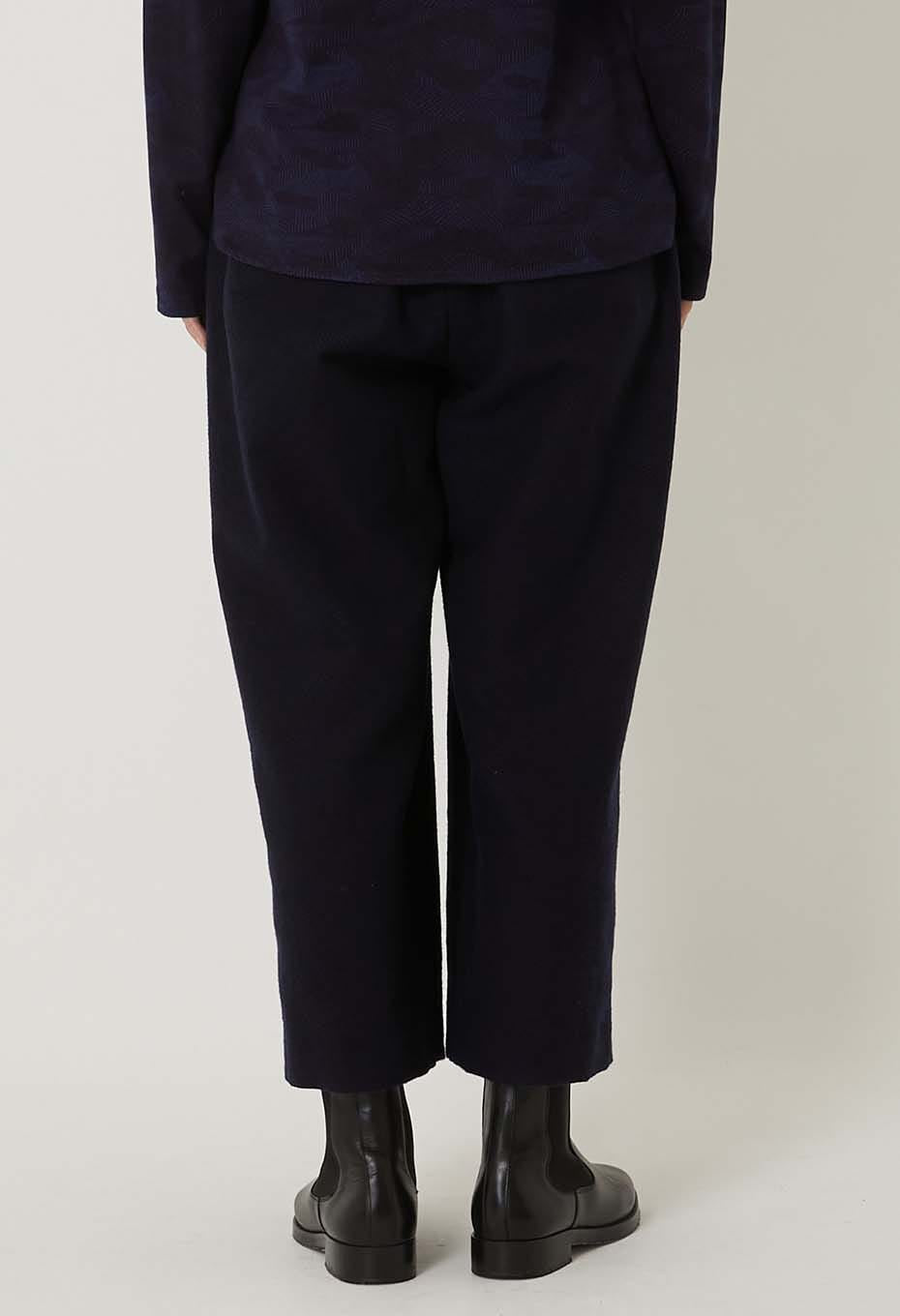 BLUE BLUE JAPAN WIND FLOW PATTERN JACQUARD SOFT TUCKED PANTS - DARK NAVY