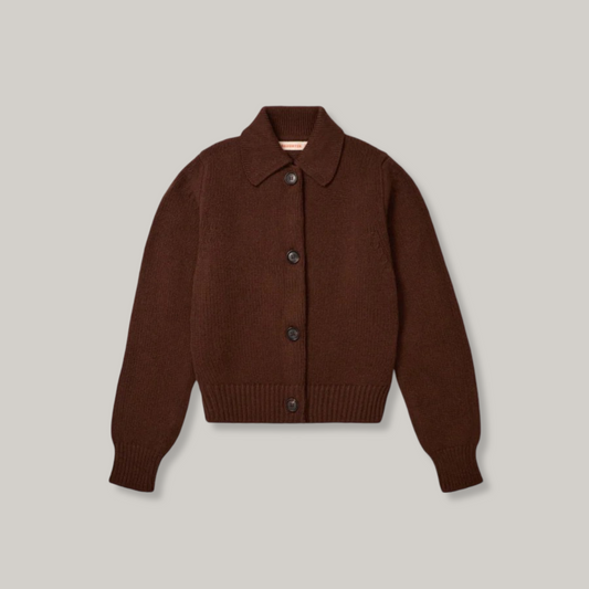 &DAUGHTER WINNY COLLARED JACKET - DARK BROWN