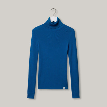 MERZ B. SCHWANEN WOMEN'S MERINO TURTLENECK PULLOVER - CARBON BLUE