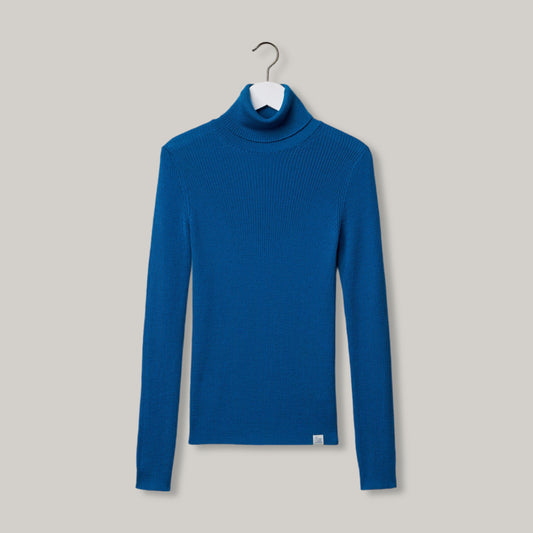 MERZ B. SCHWANEN WOMEN'S MERINO TURTLENECK PULLOVER - CARBON BLUE