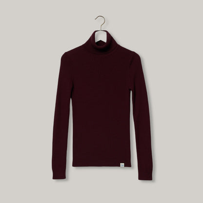 MERZ B. SCHWANEN WOMEN'S MERINO TURTLENECK PULLOVER - PLUM