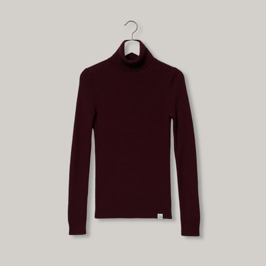 MERZ B. SCHWANEN WOMEN'S MERINO TURTLENECK PULLOVER - PLUM