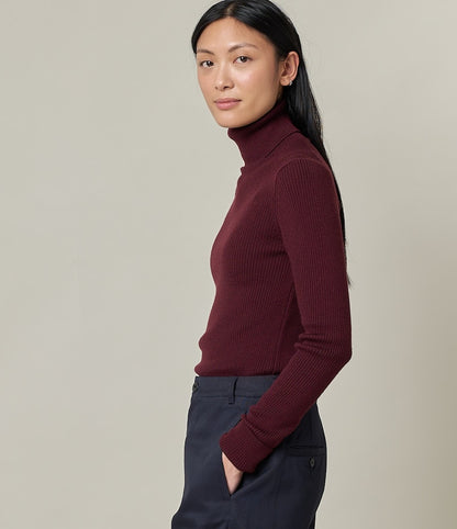 MERZ B. SCHWANEN WOMEN'S MERINO TURTLENECK PULLOVER - PLUM