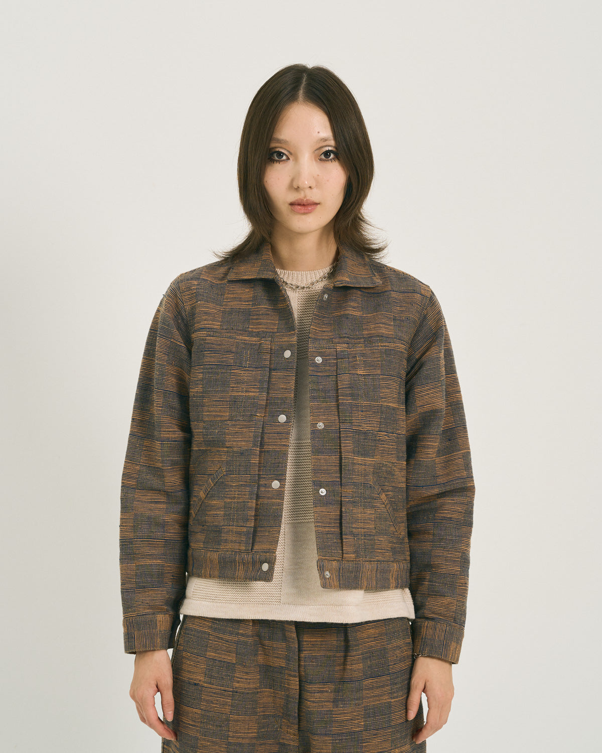 W'MENSWEAR ENGINEER'S JACKET - BEIGE/ BLUE