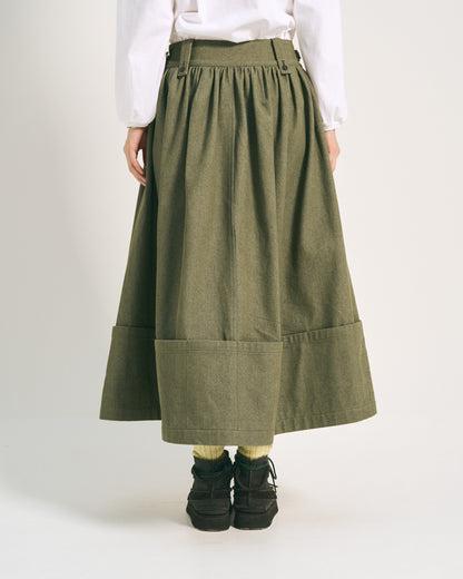 W'MENSWEAR RIDER SKIRT - DARK GREEN DENIM