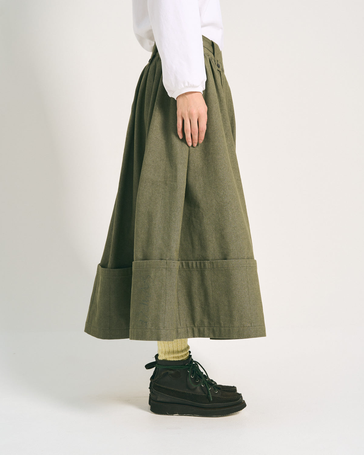 W'MENSWEAR RIDER SKIRT - DARK GREEN DENIM