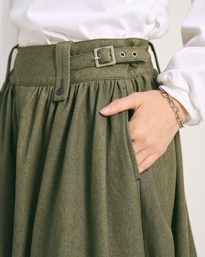 W'MENSWEAR RIDER SKIRT - DARK GREEN DENIM