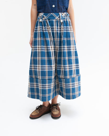 W'MENSWEAR RIDER SKIRT - INDIGO CHECK