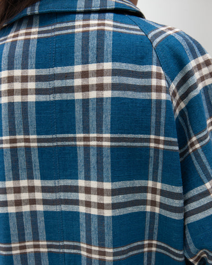 W'MENSWEAR MOTORCYCLE TRENCH - INDIGO CHECK