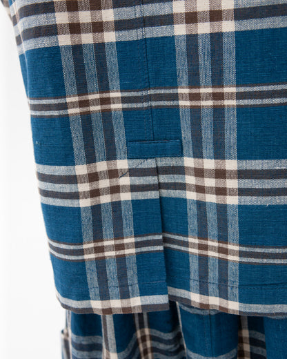 W'MENSWEAR MOTORCYCLE TRENCH - INDIGO CHECK