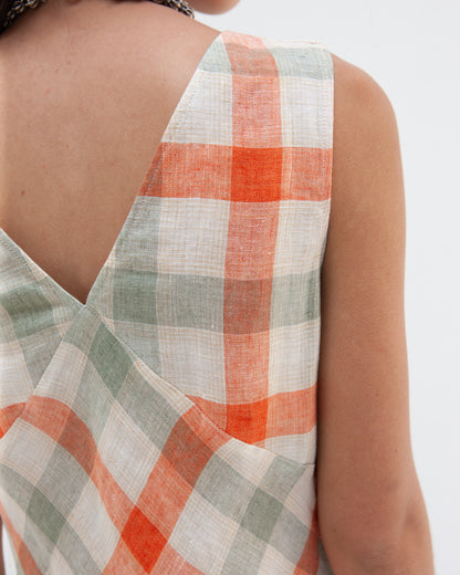 W'MENSWEAR BROOKLANDS DRESS - ORANGE CHECK