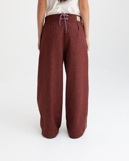 W'MENSWEAR BURNOUT PANTS - BROWN DENIM