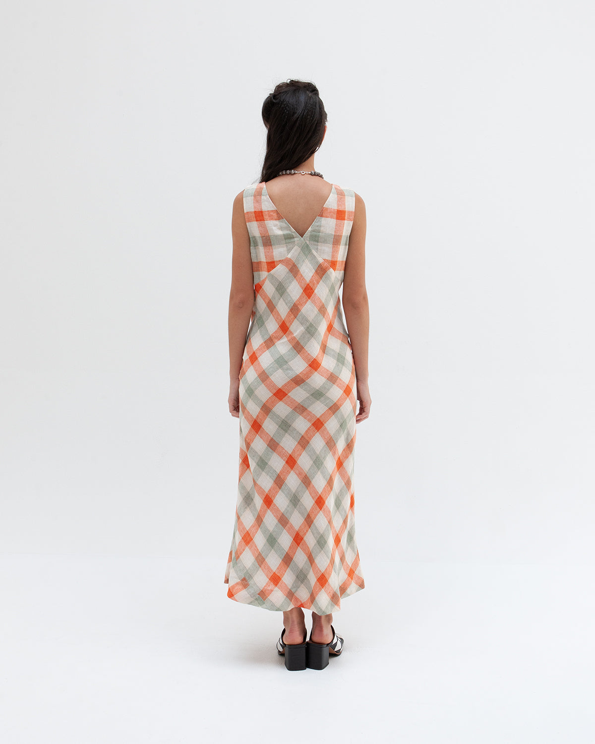 W'MENSWEAR BROOKLANDS DRESS - ORANGE CHECK