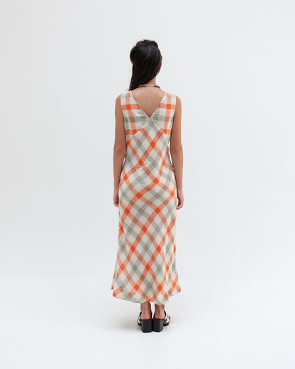 W'MENSWEAR BROOKLANDS DRESS - ORANGE CHECK
