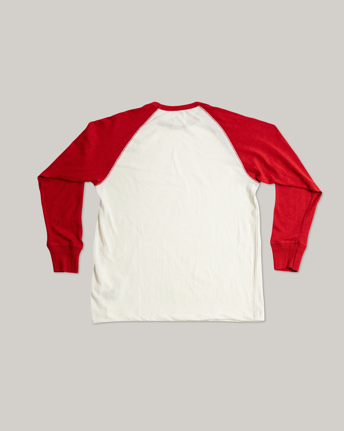HEIMAT COTTON/ HEMP CONTRAST T-SHIRT - SEASHELL/ SAFETY RED