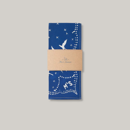 MERZ B SCHWANEN BANDANA - VINTAGE BLUE/ CARAMEL