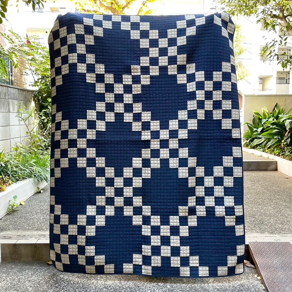 BASSHU PATCHWORK QUILT COVER - NAVY – Pickings and Parry