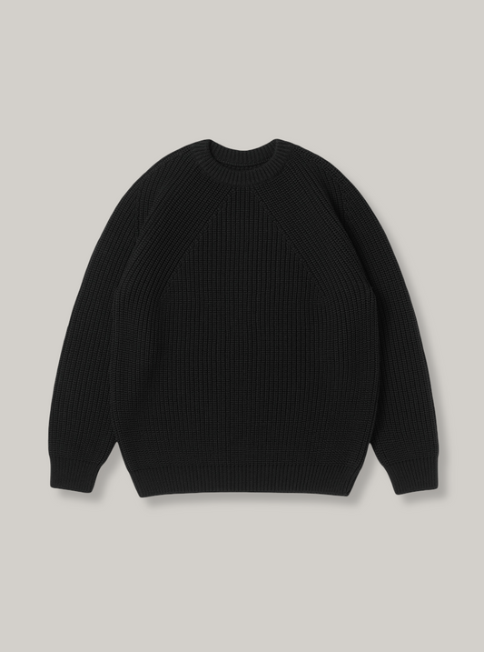 BATONER WOOL SIGNATURE CREW NECK - BLACK